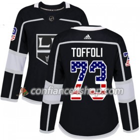 Adidas Maillot de Hockey Los Angeles Kings Tyler Toffoli 73 2017-2018 Noir USA Flag Fashion Authentic - Femme